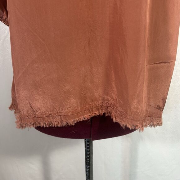 Sundance Embroidered Beaded Satin Peasant Top Blouse Sz S Mauve Boho Cottagecore - Picture 6 of 12